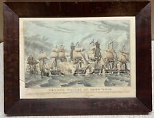 Original Antique CURRIER & IVES 'Perry's Victory on Lake Erie' WAR OF 1812 Print picture