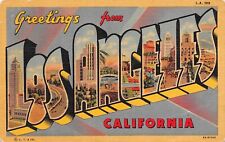 D1948 Greetings from LOS ANGELES California Large Letter Linen PC, 1936 Teich picture