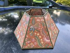 VTG Paisley Floral Lithograph Print Hexagon Paper/Canvas Shade for Oil Lamp EXC picture