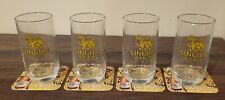 Set of 4 Singha Beer Glasses Thailand with Coasters 0.3 L NEW picture
