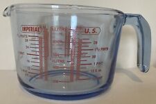 Imperial U.S. Blue Tinted Metric Litre Pint Ounces Measuring 3 Cup Stackable picture