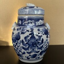 Vintage Ginger Jar Chinoiserie Blue White Floral picture