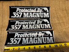lot 3 Protected by 357 MAGNUM 1 Size Fits All Funny Bumper Sticker New NOS 1985 picture