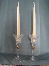 Vintage Interglass Italy Crystal and Gold Taper Candle Holders Set of 2 picture