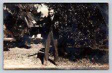 c1910 CLASSIC IMAGE RPPC Dapper Man w/ Cigar 'MERRY CHRISTMAS' ANTIQUE Postcard picture