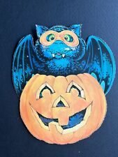 Vintage Halloween Decoration: Bat and Smiling Pumpkin picture