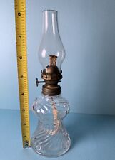 Antique P & A Acorn Miniature Swirled Glass Kerosene Oil Lamp 8” picture