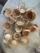 Vintage-Lot of  22 Item. Baskets, Small/Mini Hand  Woven Baskets, Hats, Wreaths picture