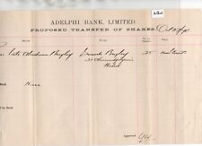 Adelphi Bank - (AB05 ) proposed  share transfer -  Oct 1890 picture