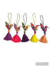 12 PIECE MEXICAN EMBROIDERED TASSEL, CHRISTMAS , CAR DECOR  , HUMMINGBIRD picture