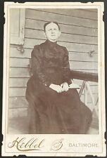 ~1894 CABINET CARD PHOTO WOMAN SEATED OUTSIDE - Hebbel Photographer BALTIMORE MD picture
