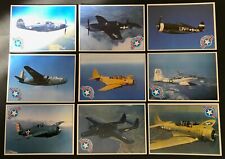 9 diff U.S. Fighter Planes Black Widow, Airacobra, more   WWII Collector Cards picture