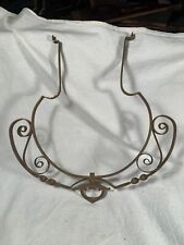 Antique Cast Brass Victorian HANGING Oil LAMP Pinch Frame Harp c1880s picture