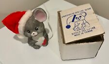 NOS Lighted Christmas Mouse w/ Hat Night Light Lamp Porcelain (w/Original Box) picture