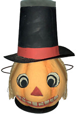 VINTAGE-STYLE ‘BETHANY LOWE’ HALLOWEEN LANTERN - JACK O’LANTERN W/REMOVEABLE HAT picture