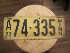 1922 Minnesota License Plate old licence plate antique licence plata estate sale picture