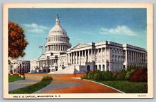 Washington DC, The U.S. Capitol #100 Street View, Vintage Linen Postcard picture