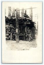 c1914-1918 WWI German Soldiers Log Cabin View Germany RPPC Photo Postcard picture