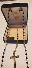 Creed Genuine Black Onyx Rosary New In Box  Gold tone picture
