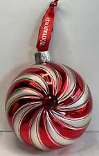 Waterford Crystal Giant Red & White Peppermint Boxed Holiday Heirloom Ornament picture