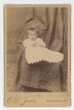 Antique c1880s Cabinet Card Adorable Baby in White Dress on Chair Allentown, PA picture