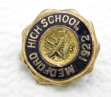 VTG Gold Plated 1922 Massachusetts MEDFORD HIGH SCHOOL Enamel Pin picture