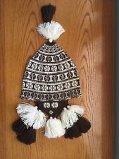 Andean Q'ero Chullo Cusco Peru Knit Wool Pachamama Design Tasseled Beanie Hat picture