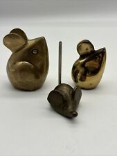 Vintage Solid Brass Mouse Figurine Paperweight Sculpture Mid Century Modern Lot3 picture