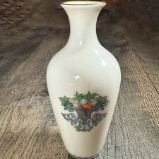 Vintage LENOX Bud Vase “ Autumn” Porcelain 22K Gold Rimmed Made In USA 7.3” EUC picture