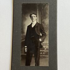 Antique Cabinet Card Photograph Handsome Man Lawrence MA ID Walter Clough picture