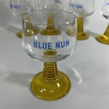 Vintage Amber  Glass Beehive, Stem, 6oz Wine Glass Etched Blue Nun  German picture