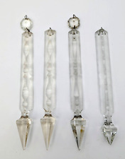 (4 ) Antique Crystal Chandelier Spear Prisms 2 Cut Patterns 8