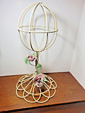 Vintage Metal Twisted Wire Rose Floral Shabby Chic Wig  Hat Stand 17 1/2