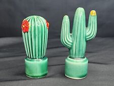 Vintage Saguaro and Barrel Cactus in Pots Ceramic Salt and Pepper Shakers picture