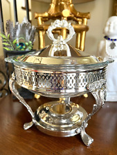 Vtg Leonard Silverplated Buffet Chaffing Serving Dish With Warmer&Glass Insert picture