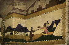Panel Scene Corn Palace Mitchell South Dakota ~ 1940s postcard ~ Indian tepee picture