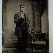 Antique Tintype Photograph Distinguished Gentleman Handsome Man NY picture