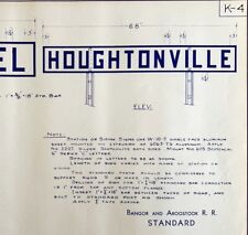 1966 Railroad Bangor Aroostook Houghtonville Station Sign Blueprint K4 DWDD12 picture