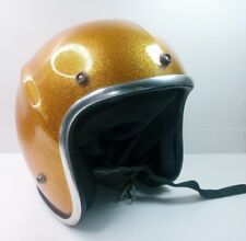 Vintage Open Face Motorcycle Helmet Lear Siegler S-80 Gold Sparkle picture