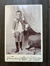 Antique 1890'S CABINET CARD Photograph Boy Kids Dress Up Horse Riding Jockey picture