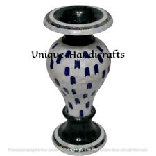 Luxury Handmade Green Marble Flower Vase Semi Precious Stones Handmade Work picture