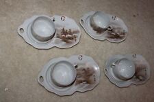 4 sets of Japanese Antique Kutani Eggshell Porcelain cup & saucer hand painted picture