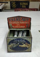 Antique Eveready Flashlight Batteries And Mazda Lamps Store Countertop Display picture
