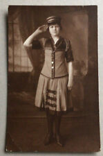 RPPC postcard  young girl in uniform saluting picture