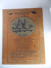 VINTAGE ELISSA BARQUE SHIP GALVESTON NOTICE ON PLYWOOD PUBLIC AUCTION TO BENEFIT picture