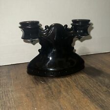 LE Smith Black Amethyst Double Candlestick Candelabra Candle Holder picture