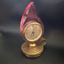 VINTAGE EUROPA ART DECO PINK ACRYLIC BRASS FINGER LANTERN CLOCK MADE IN GERMANY  picture