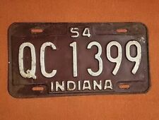 Vintage Indiana License Plate 1954 #QC 1399 picture