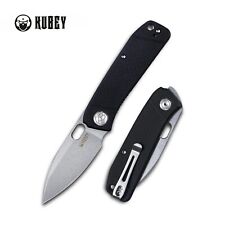Kubey Hyde Folding Knife Black G10 Handle 14C28N Plain Edge Sandblast KB2104A picture