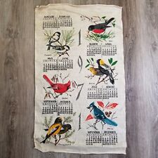 Vintage Linen Tea Towel Calendar 1971 Birds Scenes picture